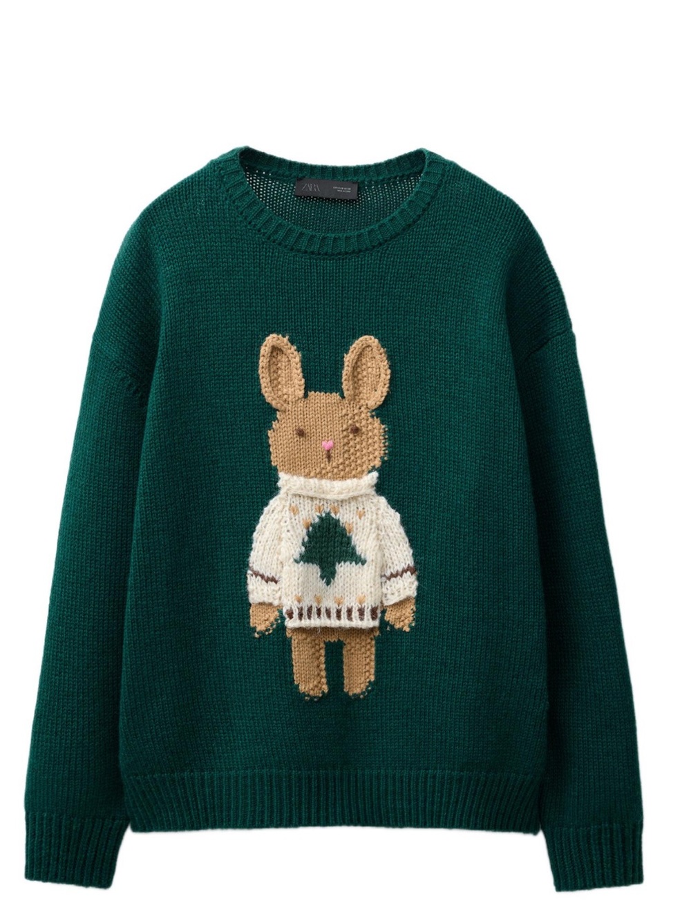 Zara Green Bunny Knit Sweater
